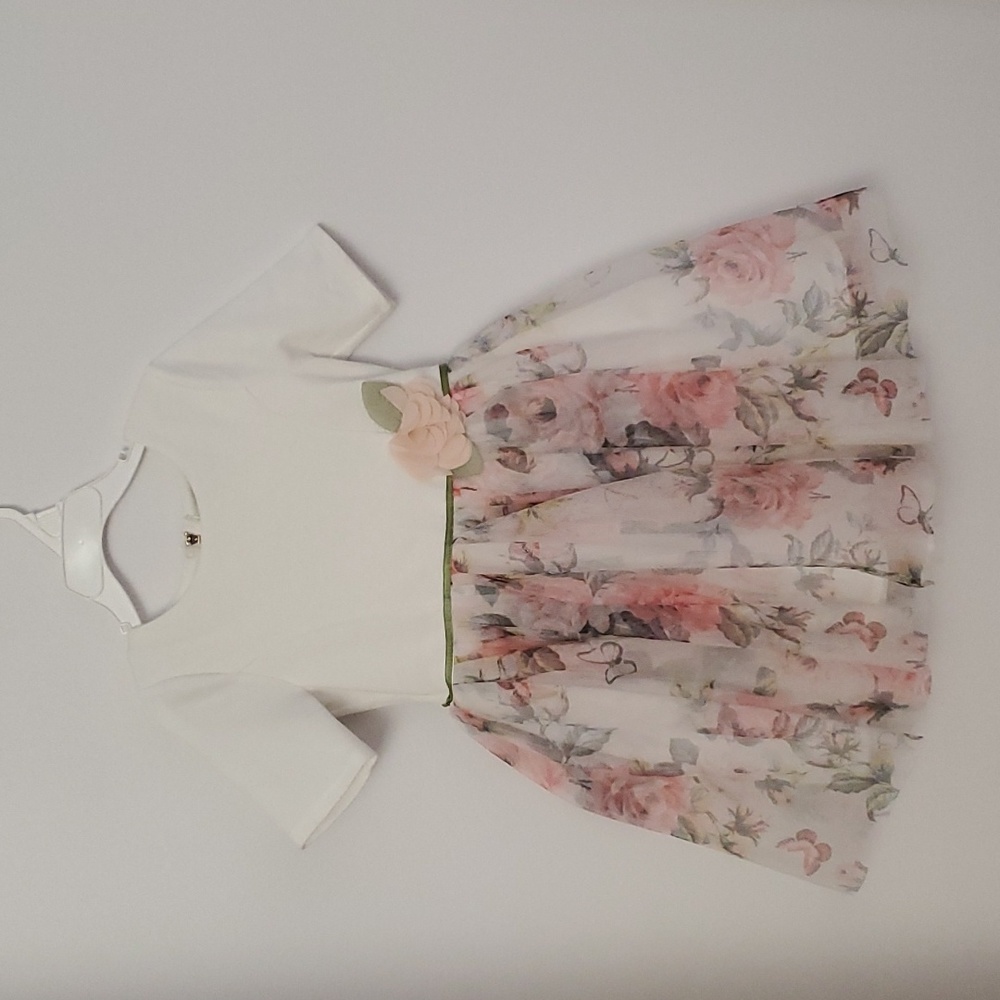 Zunie girls floral dress Ivory/multi color size 5